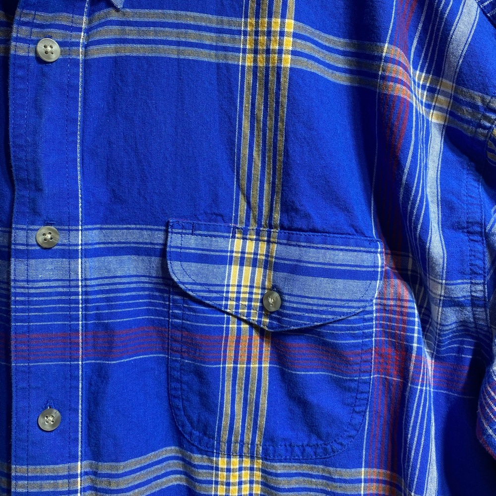 WRANGLER Vintage Painted Desert Blue Plaid Long Sleeve Button-Up Size XLT 90s - Picture 5 of 10